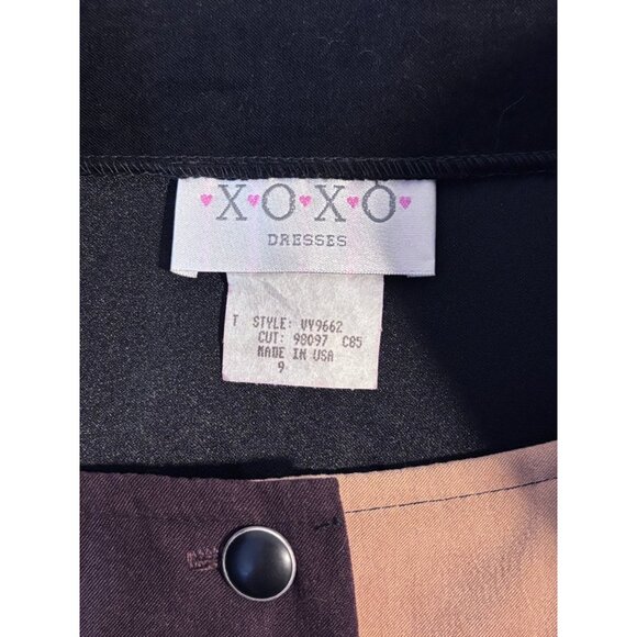 Xoxo Vintage Y2K Mini Skirt Size 9/10 Snap Buttons Suede Look Black/Brown/Tan - Picture 7 of 8